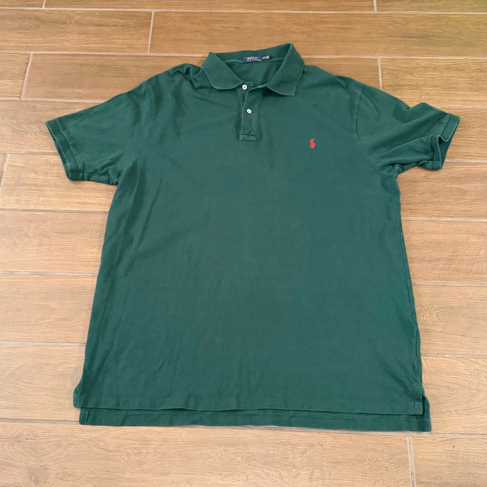 Polo Ralph Lauren Mens Green Cotton Pique Short Sleeve Polo Shirt XL